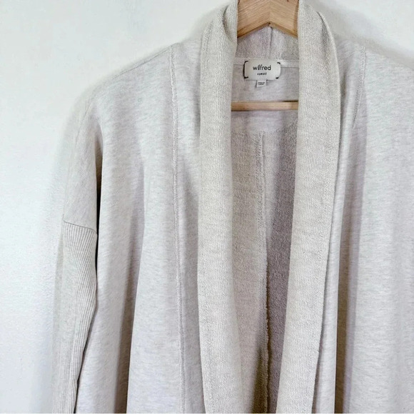 Aritzia Wilfred Open Drape Slit Hem Heathered Birch Cardigan - Picture 6 of 14